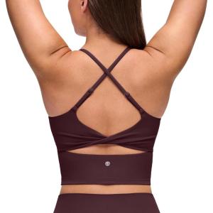 imageCRZ YOGA Butterluxe Twist Cross Back Crop Tank Tops for Women  Padded Adjustable Straps Yoga Longline Sports BrasRipe Plum