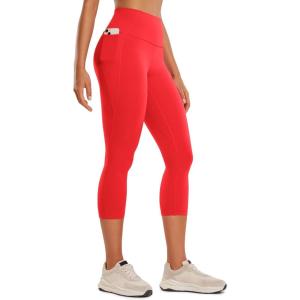 imageCRZ YOGA Butterluxe Workout Capri Leggings Pockets 21  High Waisted Gym Athletic Womens Crop YogaDeep Red