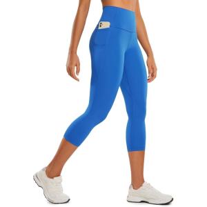 imageCRZ YOGA Butterluxe Workout Capri Leggings Pockets 21  High Waisted Gym Athletic Womens Crop YogaSparkle Blue