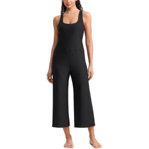 imageCRZ YOGA Cloudweight Racer Back Casual Jumpsuits for Women  Cropped Wideleg Pants One Piece Yoga Bodysuits No Padded BraBlack
