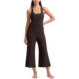 imageCRZ YOGA Cloudweight Racer Back Casual Jumpsuits for Women  Cropped Wideleg Pants One Piece Yoga Bodysuits No Padded BraHot Fudge Brown