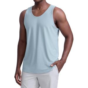 imageCRZ YOGA Cloudweight Workout Tank Tops for Men  Comfy Lightweight Quick Dry Sleeveless Muscle Athletic ShirtsLight Grayish Blue