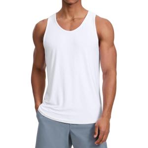 imageCRZ YOGA Cloudweight Workout Tank Tops for Men  Comfy Lightweight Quick Dry Sleeveless Muscle Athletic ShirtsWhite