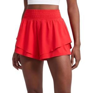 imageCRZ YOGA Drapey Double Ruffles Athletic Shorts for Women 25  High Waisted Flowy Tennis Workout Running Tiered SkortsDeep Red
