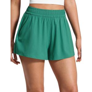 imageCRZ YOGA Drapey Flowy Athletic Shorts for Women 25  Relaxed Fit High Waisted Tennis Workout RunningCascadia Green