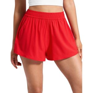 imageCRZ YOGA Drapey Flowy Athletic Shorts for Women 25  Relaxed Fit High Waisted Tennis Workout RunningDeep Red