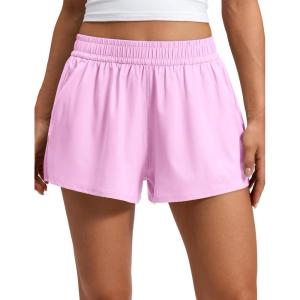 imageCRZ YOGA Drapey Flowy Athletic Shorts for Women 25  Relaxed Fit High Waisted Tennis Workout RunningVita Pink