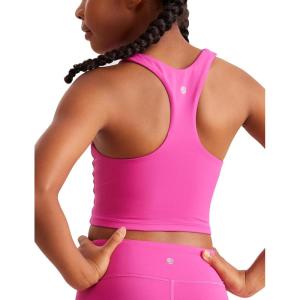 imageCRZ YOGA Girls Butterluxe Double Lined Racerback Crop Tank Tops  High Neck Dance Yoga Athletic Casual Tight Kids TeenHibiscus Purple