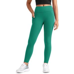 imageCRZ YOGA Girls Butterluxe Yoga Leggings with Pockets  Athletic Sports Casual Pants High Waist Tights Kids TeenCascadia Green