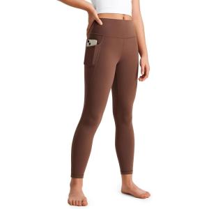 imageCRZ YOGA Girls Butterluxe Yoga Leggings with Pockets  Athletic Sports Casual Pants High Waist Tights Kids TeenCoffee Brown