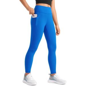 imageCRZ YOGA Girls Butterluxe Yoga Leggings with Pockets  Athletic Sports Casual Pants High Waist Tights Kids TeenSparkle Blue