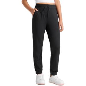 imageCRZ YOGA Girls Cloud Jersey Casual Joggers  Lounge High Waist Pants with Pockets Drawstring Kids TeenBlack