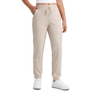 imageCRZ YOGA Girls Cloud Jersey Casual Joggers  Lounge High Waist Pants with Pockets Drawstring Kids TeenMojave Tan