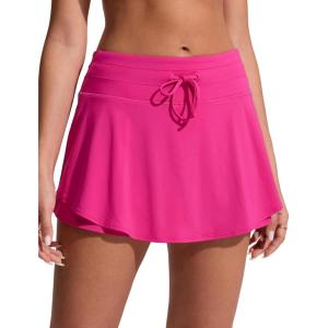 imageCRZ YOGA High Waisted Skirty Board Shorts for Women  Flowy Overlay Swim Skorts Bathing Suit Bottoms with Brief LinerGranita Pink