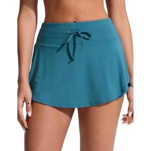 imageCRZ YOGA High Waisted Skirty Board Shorts for Women  Flowy Overlay Swim Skorts Bathing Suit Bottoms with Brief LinerSapphire Blue