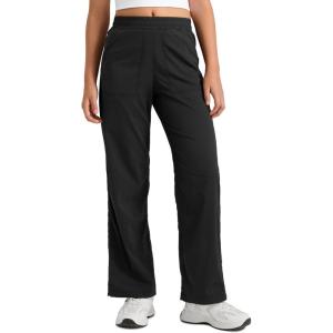 imageCRZ YOGA Lightweight Girls Casual Straight Leg Pants  Lounge Workout Ruched Sweatpants with Pockets Drawstring Kids TeenBlack