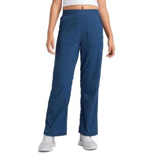 imageCRZ YOGA Lightweight Girls Casual Straight Leg Pants  Lounge Workout Ruched Sweatpants with Pockets Drawstring Kids TeenPitch Blue