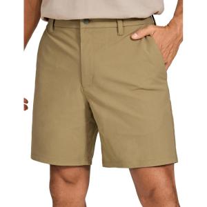 imageCRZ YOGA Mens All Day Comfy Golf Shorts  79 Stretch Lightweight Flat Front for Casual Work with PocketsArtifact Brown