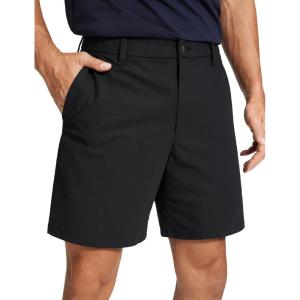 imageCRZ YOGA Mens All Day Comfy Golf Shorts  79 Stretch Lightweight Flat Front for Casual Work with PocketsBlack