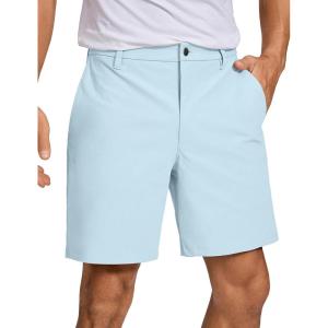 imageCRZ YOGA Mens All Day Comfy Golf Shorts  79 Stretch Lightweight Flat Front for Casual Work with PocketsChambray Blue
