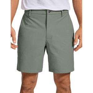 imageCRZ YOGA Mens All Day Comfy Golf Shorts  79 Stretch Lightweight Flat Front for Casual Work with PocketsGrey Sage