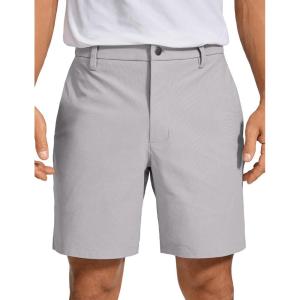 imageCRZ YOGA Mens All Day Comfy Golf Shorts  79 Stretch Lightweight Flat Front for Casual Work with PocketsGull Gray