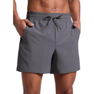 imageCRZ YOGA Mens Linerless Workout Shorts 5  Lightweight Quick Dry for Running Sports Athletic Gym with PocketsDark Carbon