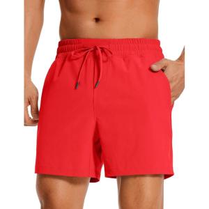imageCRZ YOGA Mens Linerless Workout Shorts 5  Lightweight Quick Dry for Running Sports Athletic Gym with PocketsDeep Red