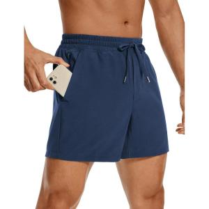 imageCRZ YOGA Mens Linerless Workout Shorts 5  Lightweight Quick Dry for Running Sports Athletic Gym with PocketsElectric Blue