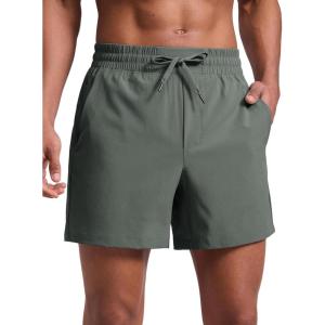 imageCRZ YOGA Mens Linerless Workout Shorts 5  Lightweight Quick Dry for Running Sports Athletic Gym with PocketsGrey Sage