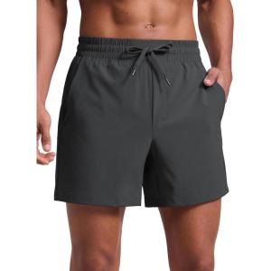 imageCRZ YOGA Mens Linerless Workout Shorts 5  Lightweight Quick Dry for Running Sports Athletic Gym with PocketsInk Gray