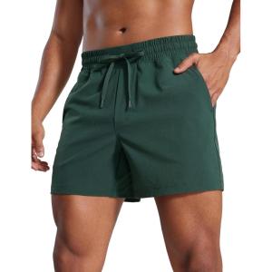 imageCRZ YOGA Mens Linerless Workout Shorts 5  Lightweight Quick Dry for Running Sports Athletic Gym with PocketsLegend Green