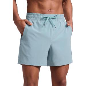 imageCRZ YOGA Mens Linerless Workout Shorts 5  Lightweight Quick Dry for Running Sports Athletic Gym with PocketsLight Grayish Blue