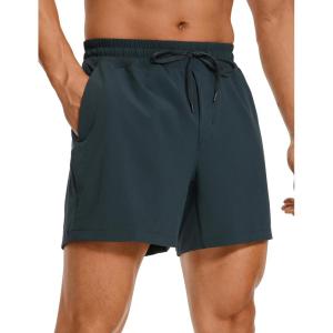 imageCRZ YOGA Mens Linerless Workout Shorts 5  Lightweight Quick Dry for Running Sports Athletic Gym with PocketsMelanite