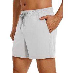 imageCRZ YOGA Mens Linerless Workout Shorts 5  Lightweight Quick Dry for Running Sports Athletic Gym with PocketsPlatinum Grey