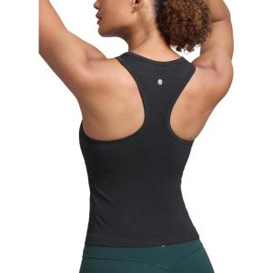 imageCRZ YOGA Seamless Ribbed High Neck Tank Top for Women  Sleeveless Crop Yoga Workout Shirt with Built in BraBlack