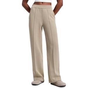 imageCRZ YOGA SoftAura Pintuck Straight Leg Sweatpants Women 30  Modal Casual Lounge Travel Pants with PocketsOak