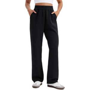 imageCRZ YOGA SoftAura Straight Leg Casual Sweatpants Women 2830  Modal Lounge Travel Pants with PocketsBlack
