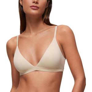 imageCRZ YOGA Softhold Double Lined Triangle Bralette  Womens Adjustable Straps Wireless Cami Plunge TShirt Everyday Bra ComfyMojave Tan 2