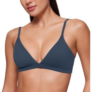 imageCRZ YOGA Softhold Double Lined Triangle Bralette  Womens Adjustable Straps Wireless Cami Plunge TShirt Everyday Bra ComfySargasso