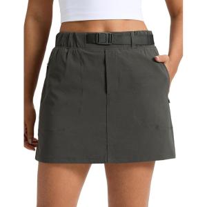 imageCRZ YOGA Stretch Adjustable Waist Hiking Skirts for Women  Mini Lined High Rise Quick Dry Casual Skorts with Zipper PocketsArbor Olive