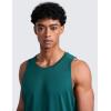 imageCRZ YOGA Lightweight Workout Tank Tops for Men  Crewneck Quick Dry Texture Muscle Athletic Gym Running Sleeveless ShirtsForest Green