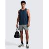 imageCRZ YOGA Lightweight Workout Tank Tops for Men  Crewneck Quick Dry Texture Muscle Athletic Gym Running Sleeveless ShirtsNautical Navy Blue
