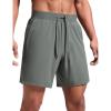 imageCRZ YOGA Mens Side Split Workout Shorts 7  Linerless Daily Quick Dry for Gym Athletic Casual with PocketsGrey Sage