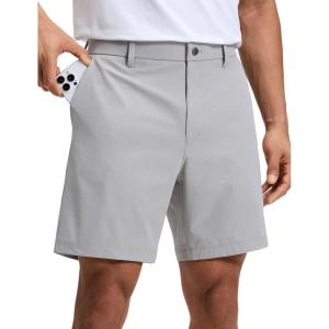 imageCRZ YOGA Breeze Comfy Golf Shorts for Men  7 Lightweight Quick Dry Casual Athletic Work Flat Front with PocketsLinen Grey