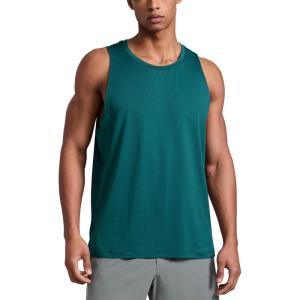 imageCRZ YOGA Lightweight Workout Tank Tops for Men  Crewneck Quick Dry Texture Muscle Athletic Gym Running Sleeveless ShirtsForest Green