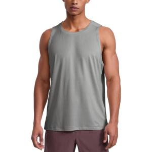 imageCRZ YOGA Lightweight Workout Tank Tops for Men  Crewneck Quick Dry Texture Muscle Athletic Gym Running Sleeveless ShirtsSilver Gray