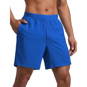 imageCRZ YOGA Mens Linerless Split Training Shorts 7  Lightweight Quick Dry Soft Workout Running Athletic Gym with PocketsGalactic Cobalt