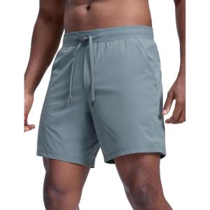 imageCRZ YOGA Mens Side Split Workout Shorts 7  Linerless Daily Quick Dry for Gym Athletic Casual with PocketsBelgian Blue