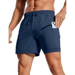 imageCRZ YOGA Mens 2 in 1 Running Shorts 5  Lined Workout Quick Dry for Workout Sports Athletic with PocketsElectric Blue